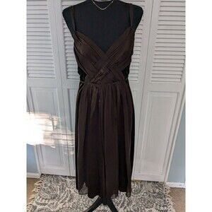 Signature Robbie Bee Dress Women's Sz 12 Chocolate Velvet Lattice Satin Cocktail